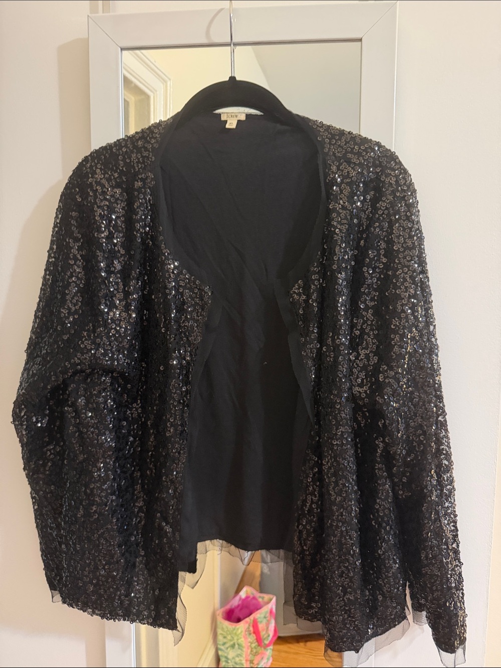J. Crew Black Sequin Open-Front Cardigan Jacket